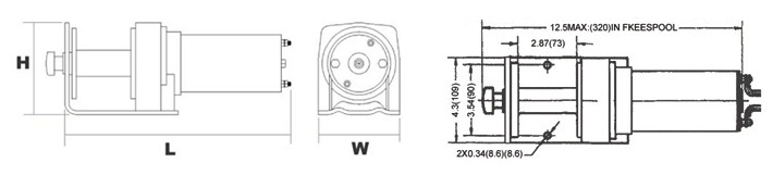 DU-2000沙灘車用電動絞盤結構尺寸圖