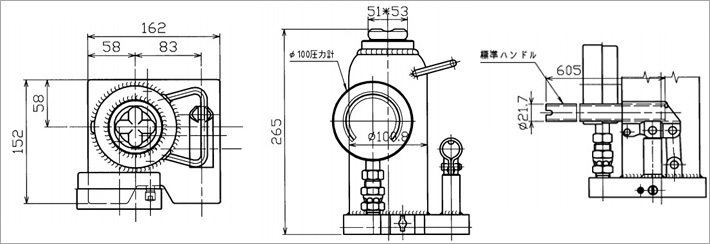 MH-15P帶儀表可測(cè)千斤頂尺寸圖片