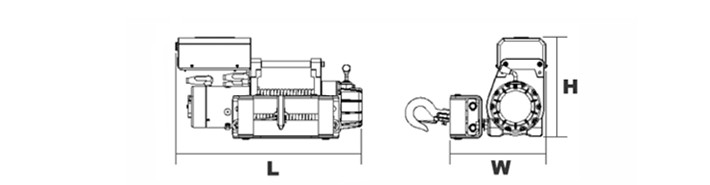 DW-5000S越野車用電動(dòng)絞盤結(jié)構(gòu)尺寸圖片