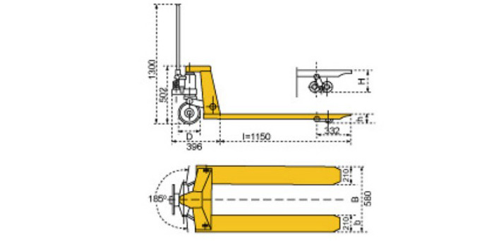 重載型手動液壓搬運(yùn)車尺寸參數(shù)圖片
