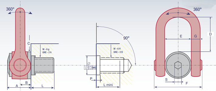 盧森堡DSS+C型旋轉吊環(huán)螺絲結構尺寸圖片