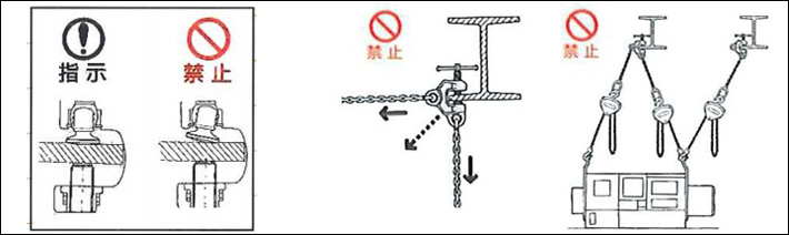 鷹牌SBN型螺旋式鋼板鉗錯(cuò)誤使用示意圖