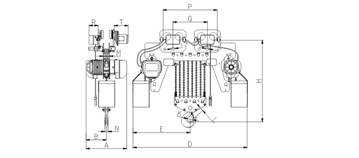 20噸低凈空環(huán)鏈電動(dòng)葫蘆尺寸圖