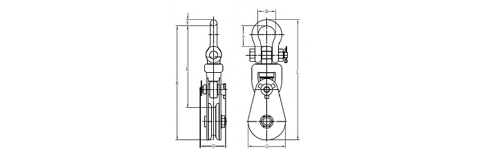 YOKE 8-501卸扣型滑車結(jié)構(gòu)尺寸圖片