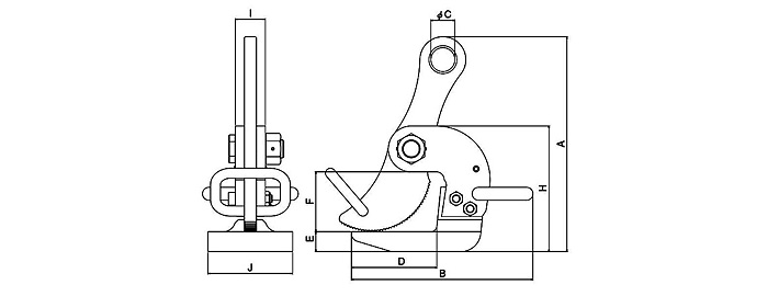 CH-NW水平起吊用夾鉗結構尺寸圖片