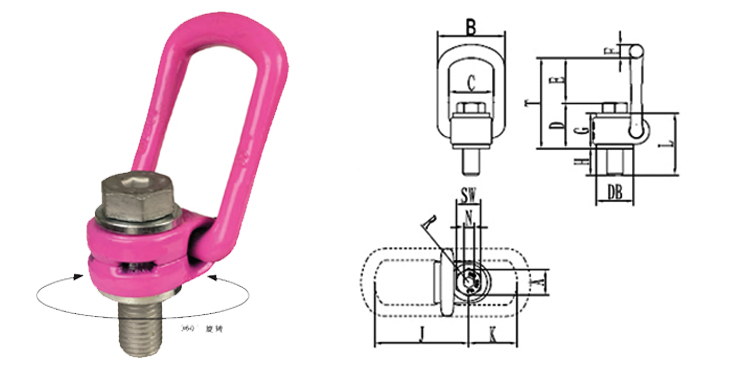 路德VLBG螺栓型旋轉吊環(huán)技術參數(shù)
