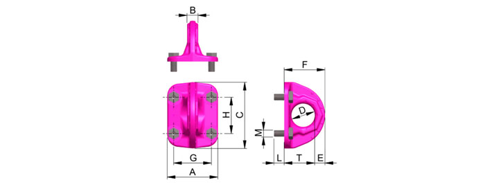 B-ABA型路德螺栓型吊點尺寸圖