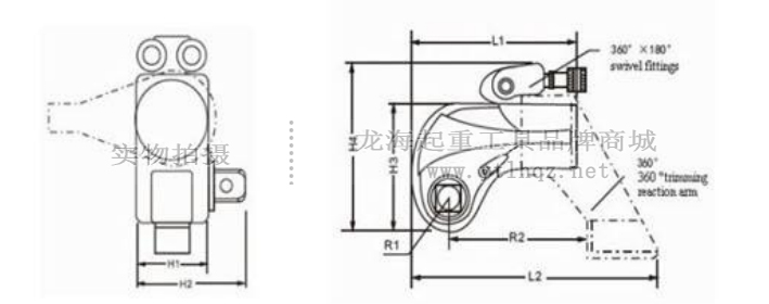 驅(qū)動(dòng)型液壓扭矩扳手尺寸圖