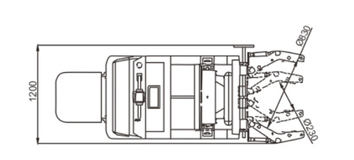 LYL800全電動(dòng)油桶翻轉(zhuǎn)車（配重式）尺寸圖