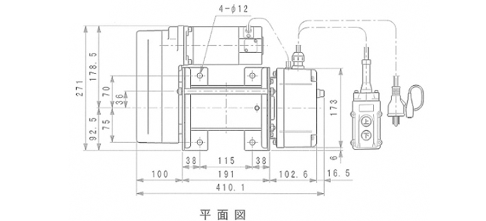 MC型電動卷揚(yáng)機(jī)尺寸圖二